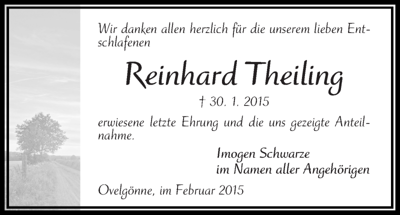 Traueranzeige von Reinhard Theiling von WESER-KURIER