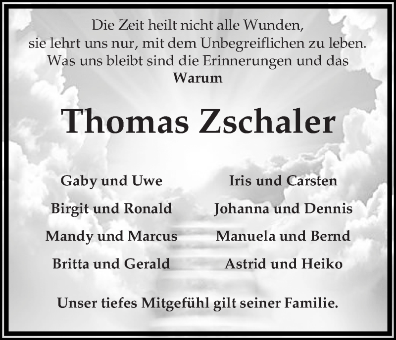  Traueranzeige für Thomas Zschaler vom 12.03.2015 aus Osterholzer Kreisblatt