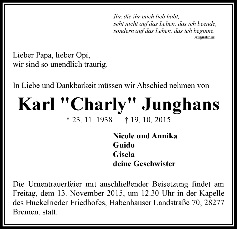 Traueranzeige von Karl 