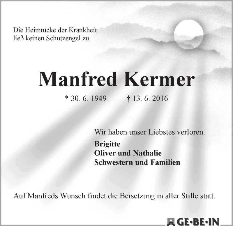 Traueranzeige von Manfred Kermer von WESER-KURIER