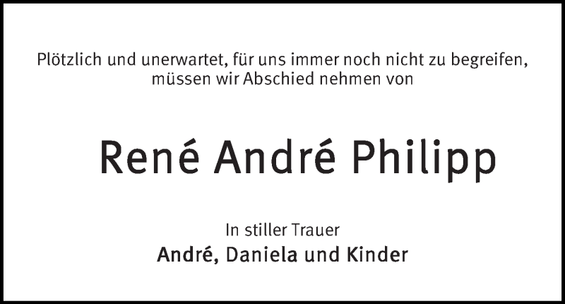 Traueranzeige von René André Philipp von Die Norddeutsche