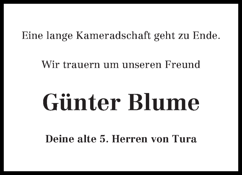 Traueranzeige von Günter Blume von WESER-KURIER