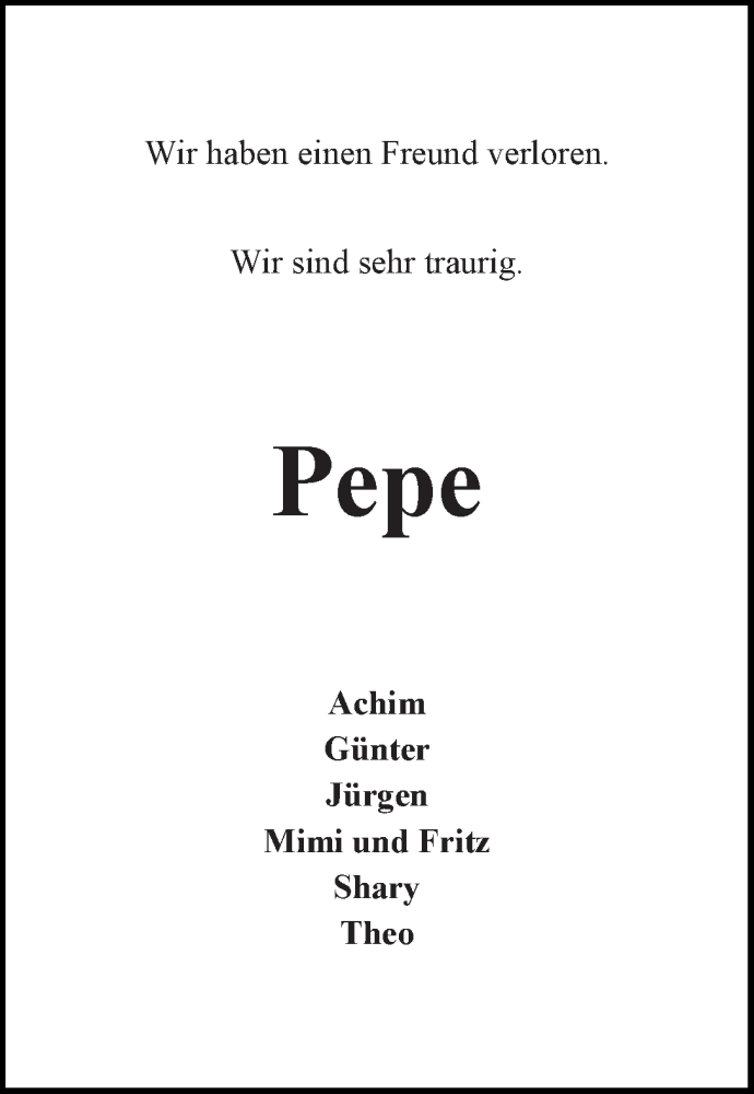 Traueranzeige von Peter 