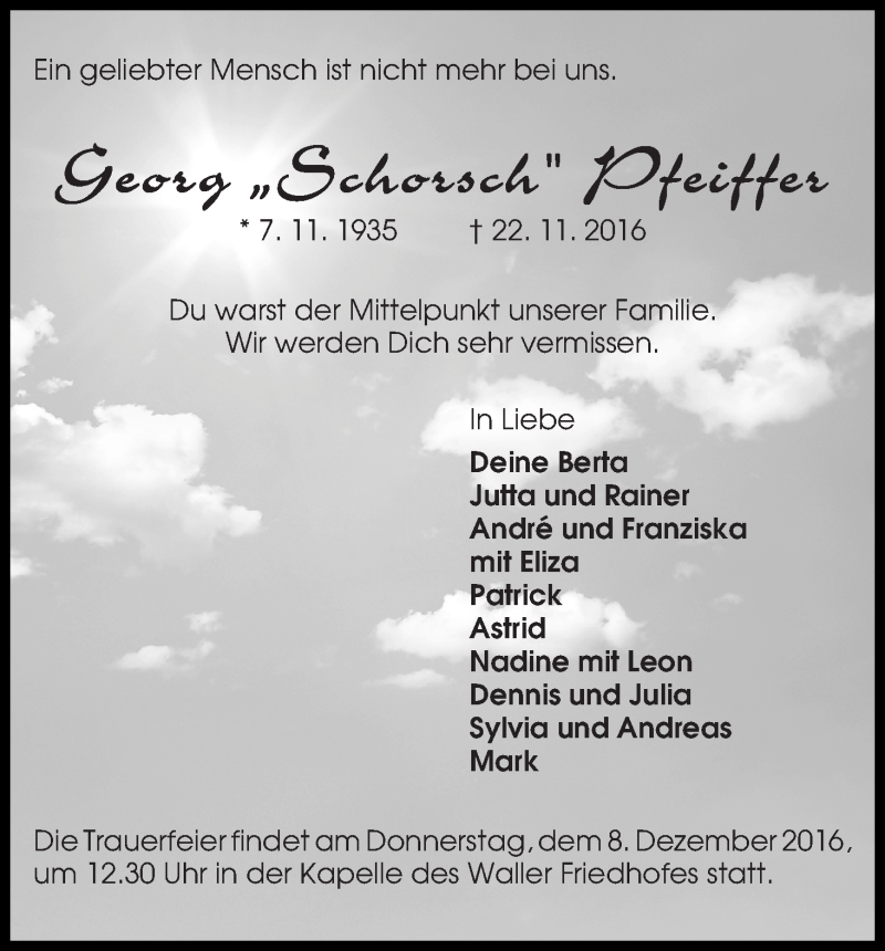 Traueranzeige von Georg 