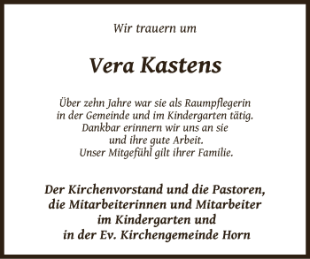Traueranzeige von Vera Kastens
