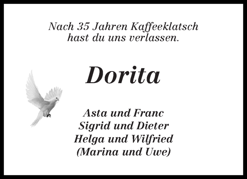 Traueranzeige von Dorita Fahrenholz von WESER-KURIER