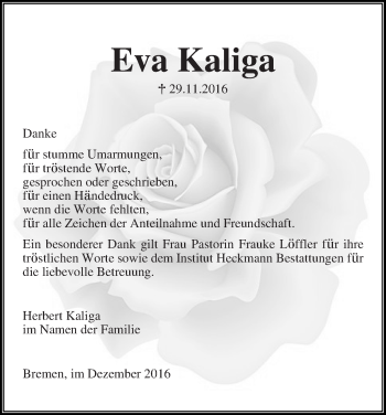 Traueranzeige von Eva Kaliga