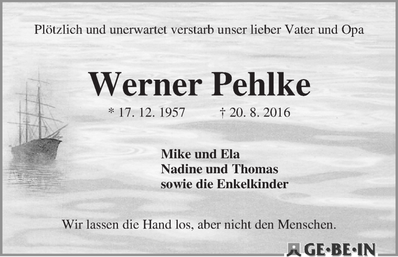 Traueranzeige von Werner Pehlke von WESER-KURIER