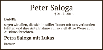 Traueranzeige von Klaus-Peter Saloga