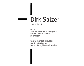 Traueranzeige von Dirk Salzer