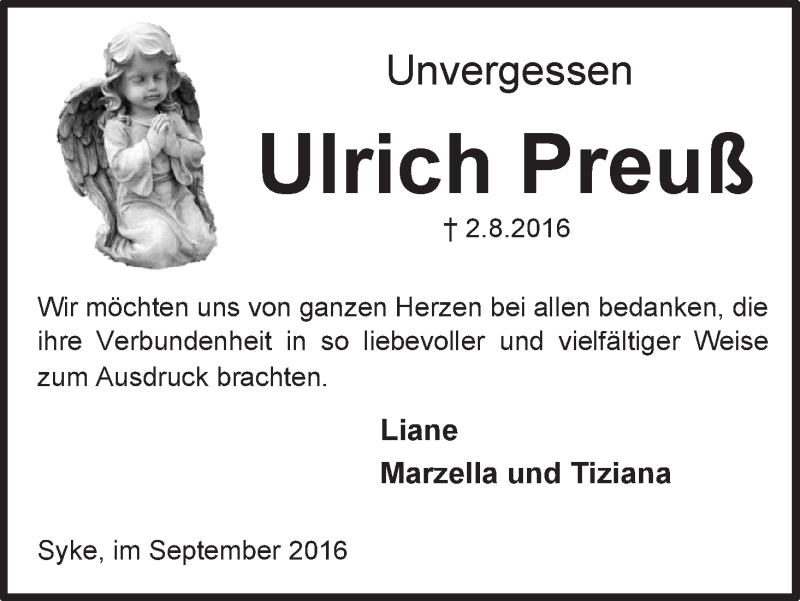 Traueranzeige von Ulrich Preuß von WESER-KURIER