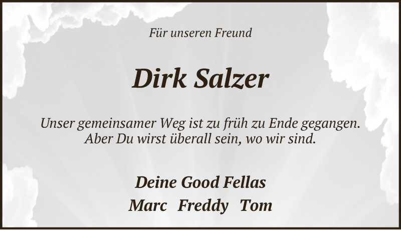  Traueranzeige für Dirk Salzer vom 17.09.2016 aus WESER-KURIER