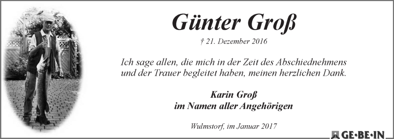 Traueranzeige von Günter Groß von WESER-KURIER