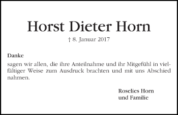 Traueranzeige von Horst Dieter Horn