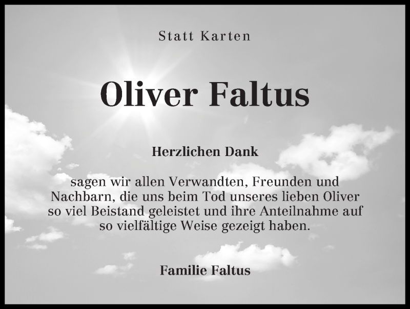 Traueranzeige von Oliver Faltus von Achimer Kurier/Verdener Nachrichten