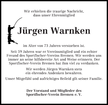 Traueranzeige von Jürgen Warnken