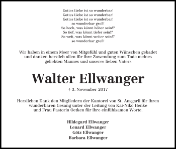Traueranzeige von Walter Ellwanger