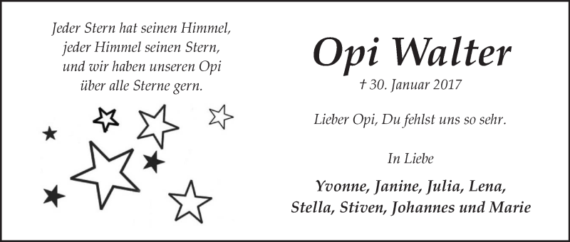 Traueranzeige von Walter Buss von Osterholzer Kreisblatt