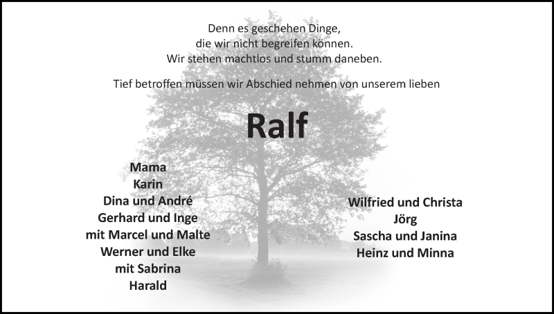  Traueranzeige für Ralf Kück vom 18.03.2017 aus Wuemme Zeitung