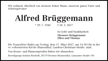 Traueranzeige von Alfred Büggemann