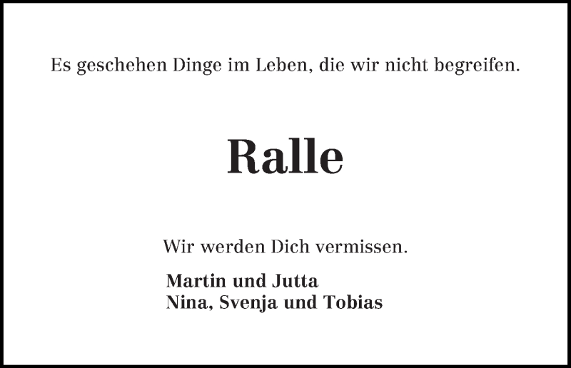  Traueranzeige für Ralf Kück vom 18.03.2017 aus Wuemme Zeitung