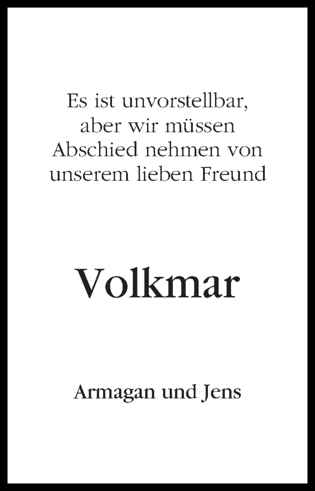 Traueranzeige von Volkmar Ziemens von WESER-KURIER