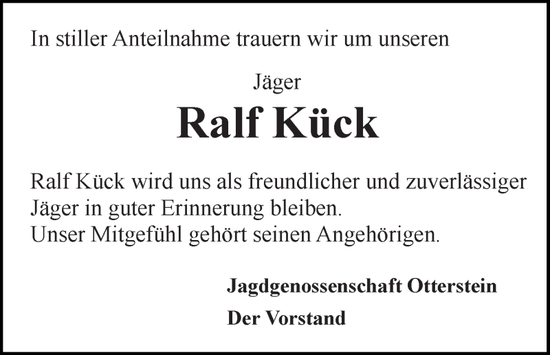  Traueranzeige für Ralf Kück vom 18.03.2017 aus Wuemme Zeitung