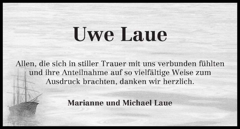 Traueranzeige von Uwe Laue von WESER-KURIER