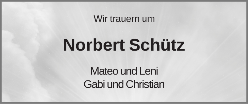 Traueranzeige für Norbert Schütz vom 04.03.2017 aus WESER-KURIER