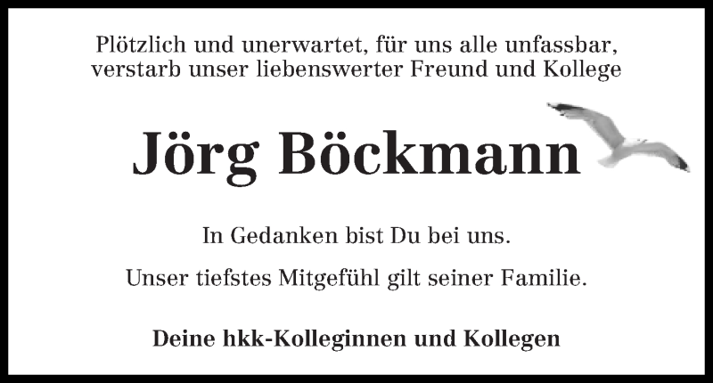  Traueranzeige für Jörg Böckmann vom 18.03.2017 aus WESER-KURIER