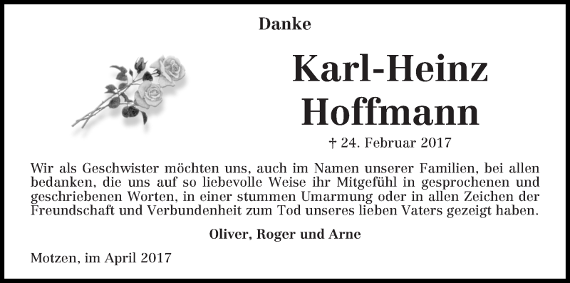 Traueranzeige von Karl-Heinz Hoffmann von Die Norddeutsche