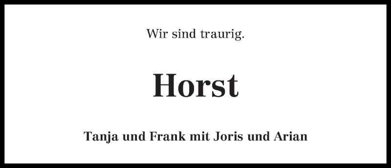  Traueranzeige für Horst Weitzenbauer vom 20.04.2017 aus Wuemme Zeitung