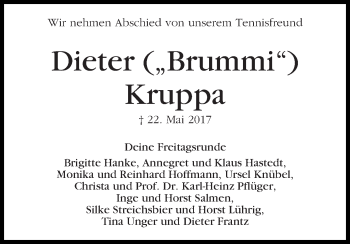 Traueranzeige von Dieter Kruppa