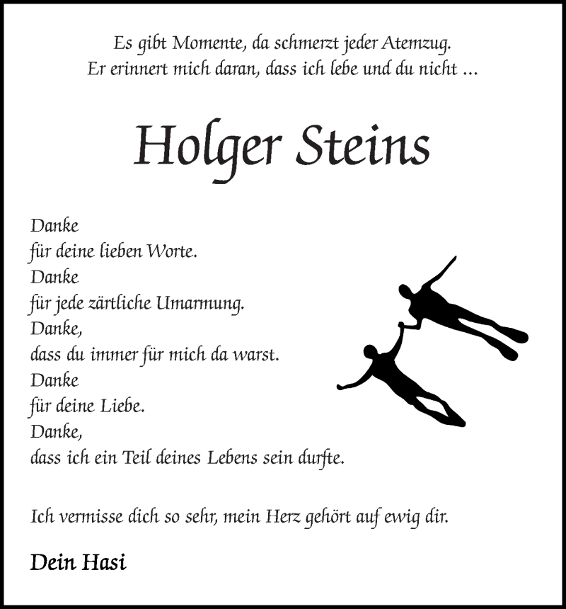  Traueranzeige für Holger Steins vom 03.05.2017 aus WESER-KURIER