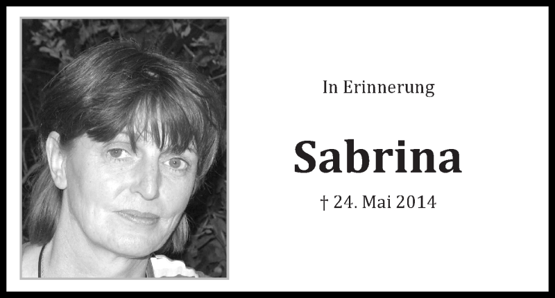  Traueranzeige für Sabrina Sonnabend vom 24.05.2017 aus WESER-KURIER