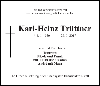 Traueranzeige von Karl-Heinz Trüttner