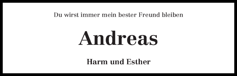  Traueranzeige für Andreas Rzyska vom 04.09.2017 aus Osterholzer Kreisblatt