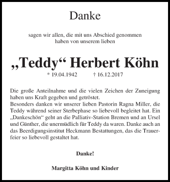 Traueranzeige von Herbert Köhn