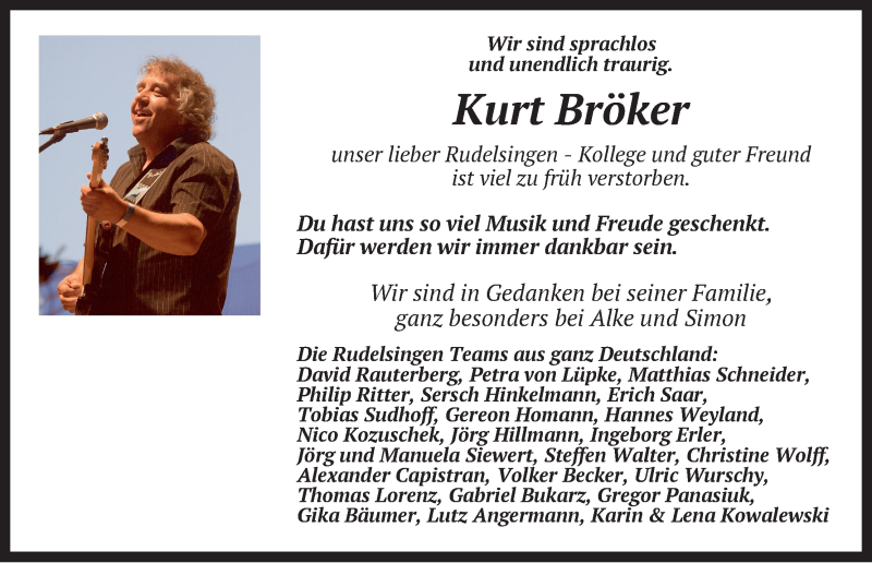  Traueranzeige für Kurt Bröker vom 23.01.2018 aus WESER-KURIER