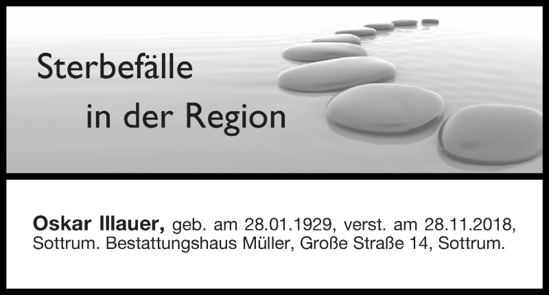 Traueranzeige von Sterbefälle in der Region Ausgabe 04.12.2018 von Achimer Kurier/Verdener Nachrichten