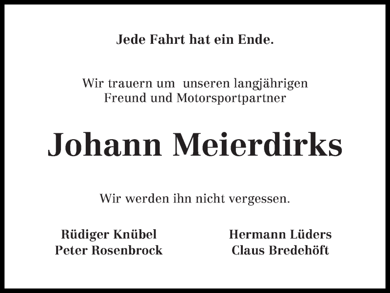  Traueranzeige für Johann Meierdirks vom 27.06.2018 aus Osterholzer Kreisblatt