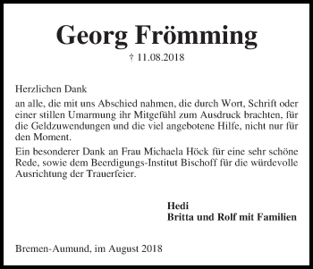 Traueranzeige von Georg Frömming