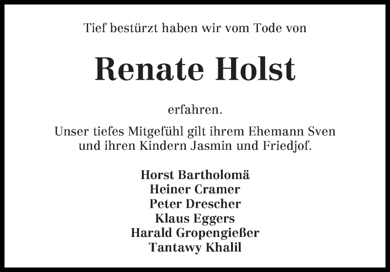  Traueranzeige für Renate Holst vom 11.08.2018 aus WESER-KURIER