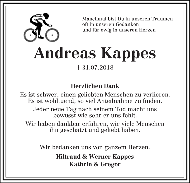 Traueranzeige von Andreas Kappes von WESER-KURIER