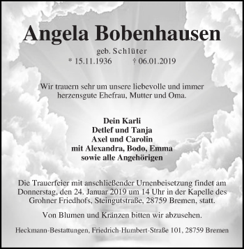 Traueranzeige von Angela Bobenhausen