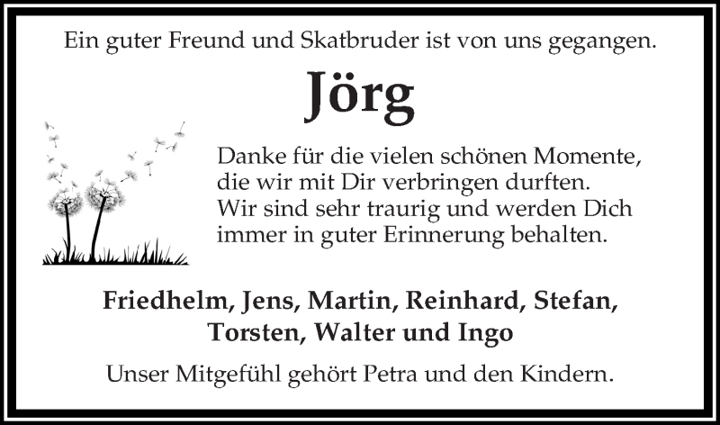 Traueranzeige für Jörg Prigge vom 21.01.2019 aus Osterholzer Kreisblatt