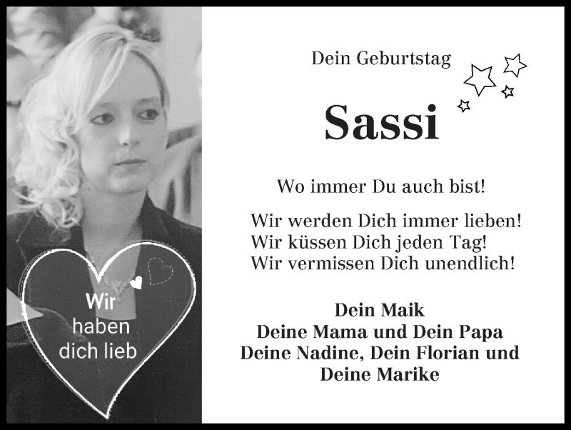  Traueranzeige für Saskia Coors vom 19.09.2018 aus WESER-KURIER