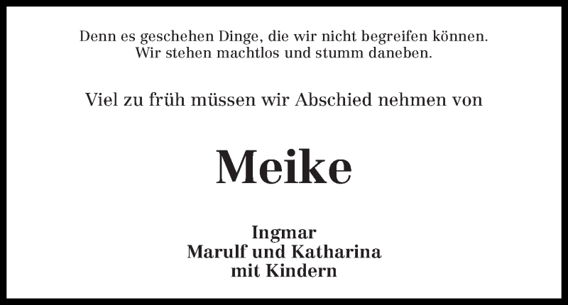  Traueranzeige für Meike Robin vom 05.10.2019 aus WESER-KURIER