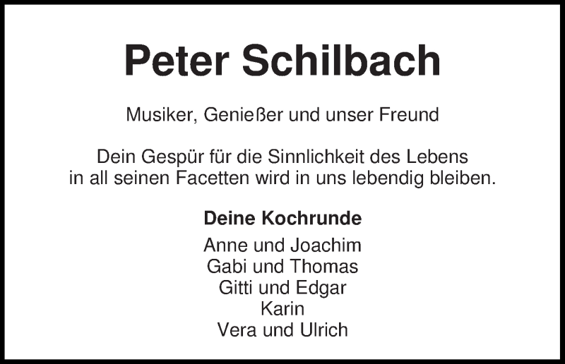  Traueranzeige für Peter Schilbach vom 12.10.2019 aus WESER-KURIER