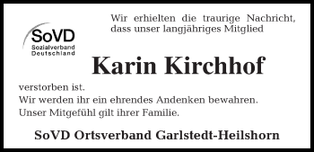 Traueranzeige von Karin Kirchhof